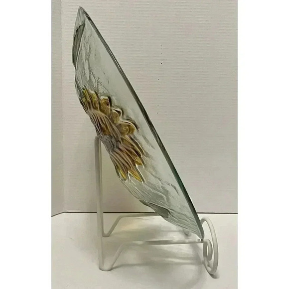 Fused Art Glass Bowl Sunflowers Fall Decor 18”  Stand not included. - Picture 4 of 4